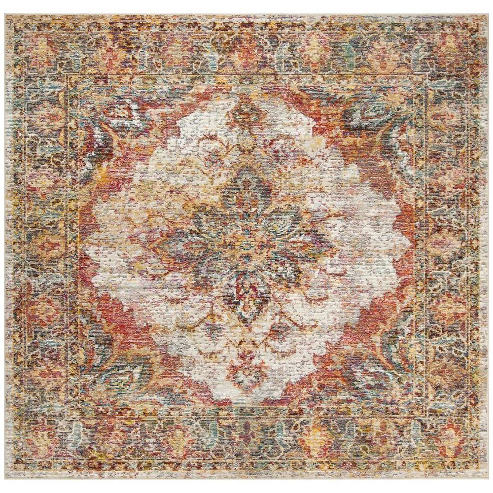CRYSTAL, CREAM / ROSE, 7' X 7' Square, Area Rug