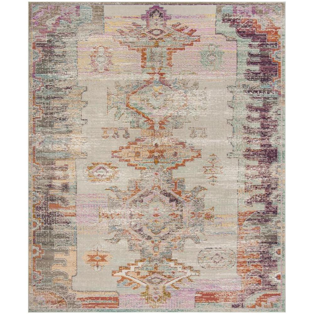CRYSTAL, LIGHT GREY / PURPLE, 8' X 10', Area Rug