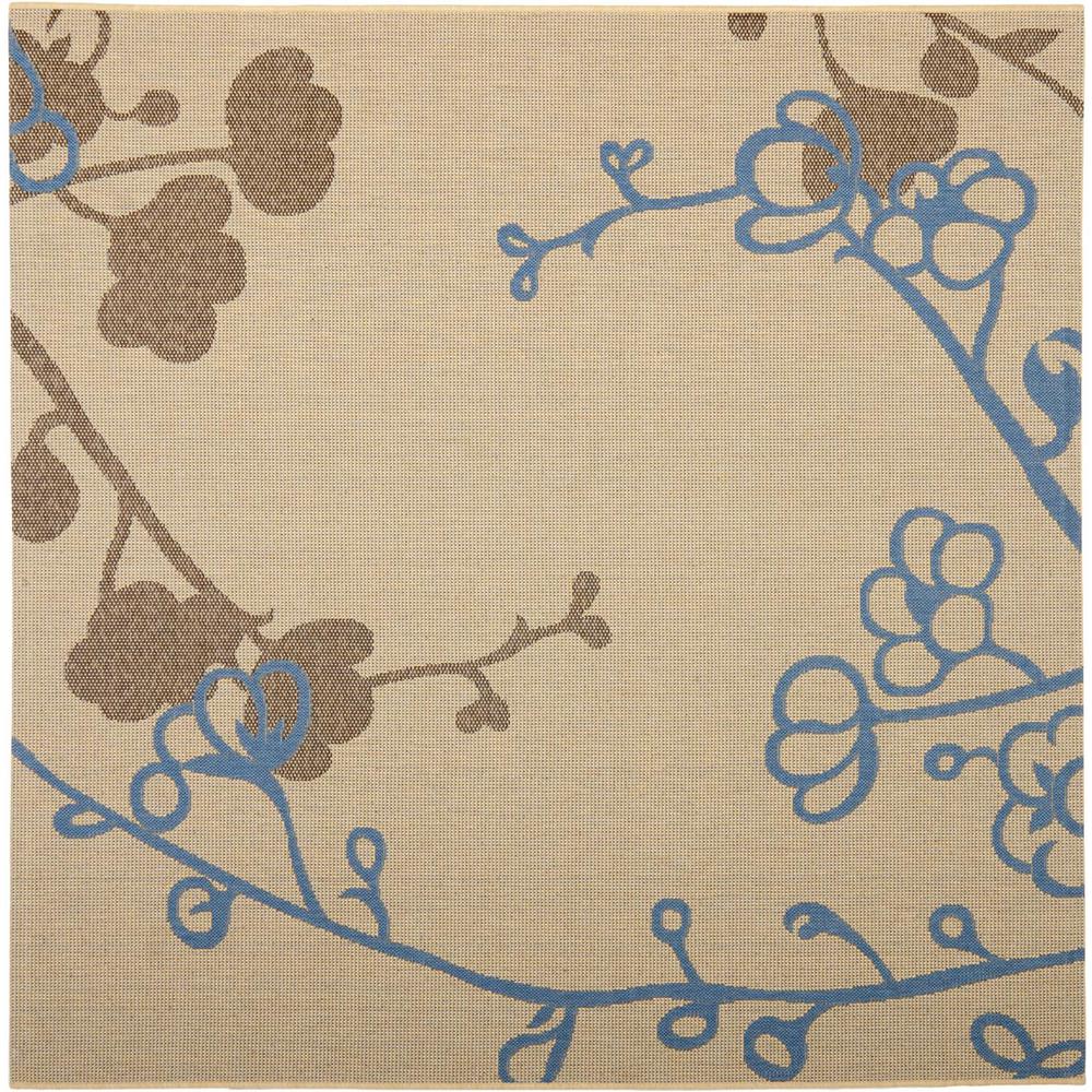 COURTYARD, NATURAL BROWN / BLUE, 6'-7" X 6'-7" Square, Area Rug, CY4038B-7SQ