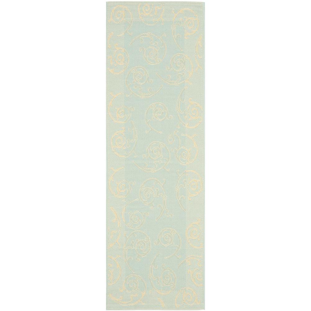 COURTYARD, AQUA / CREAM, 2'-3" X 10', Area Rug, CY6108-25-210