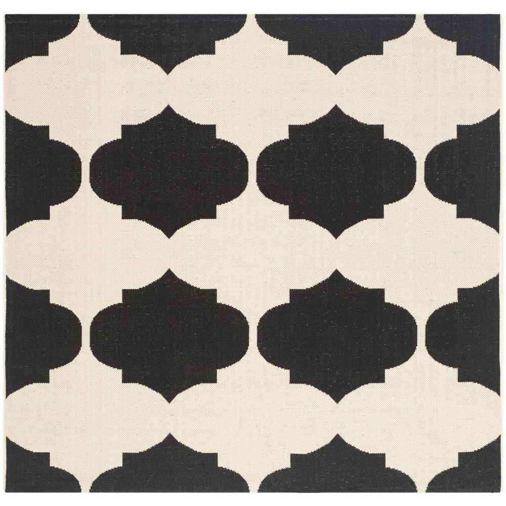 COURTYARD, BEIGE / BLACK, 5'-3" X 5'-3" Square, Area Rug, CY6162-256-5SQ
