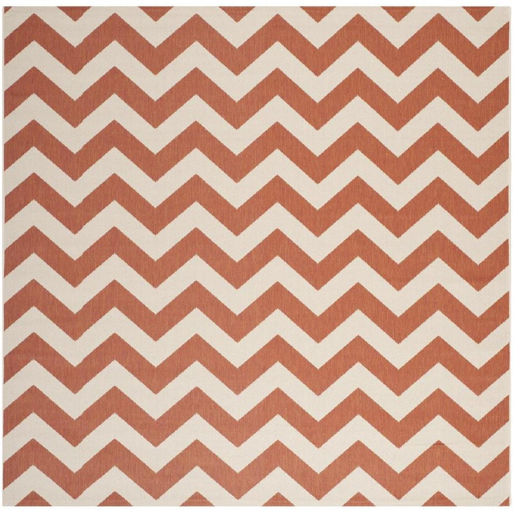 COURTYARD, TERRACOTTA / BEIGE, 4' X 4' Square, Area Rug