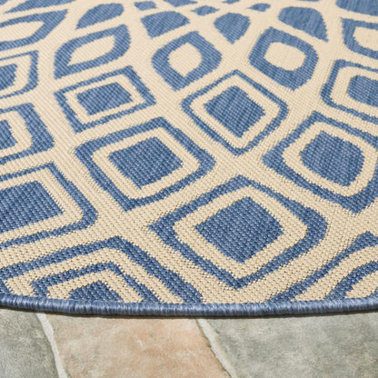COURTYARD, BLUE / BEIGE, 6'-7" X 6'-7" Round, Area Rug, CY6616-23321-7R