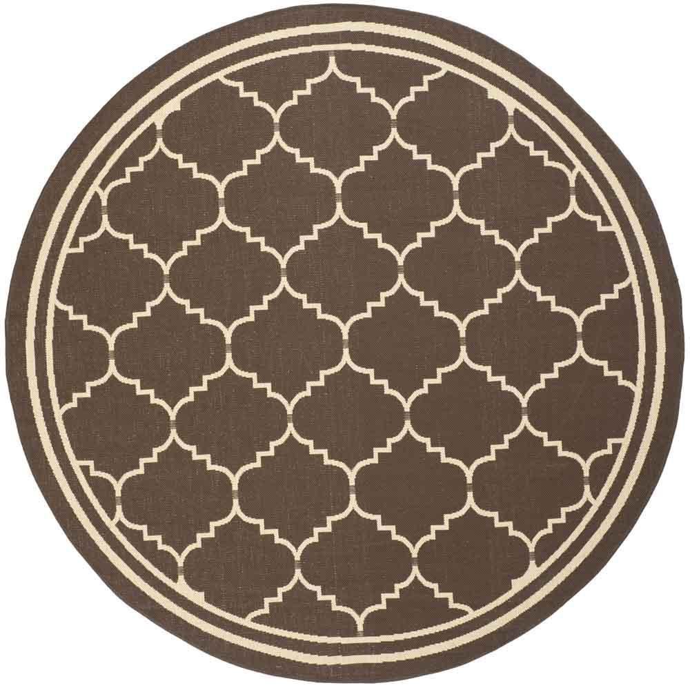 COURTYARD, CHOCOLATE / CREAM, 6'-7" X 6'-7" Round, Area Rug