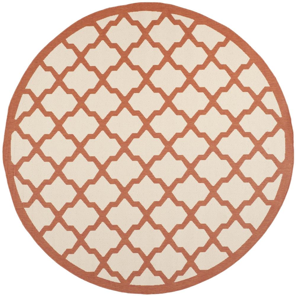 COURTYARD, BEIGE / TERRACOTTA, 7'-10" X 7'-10" Round, Area Rug