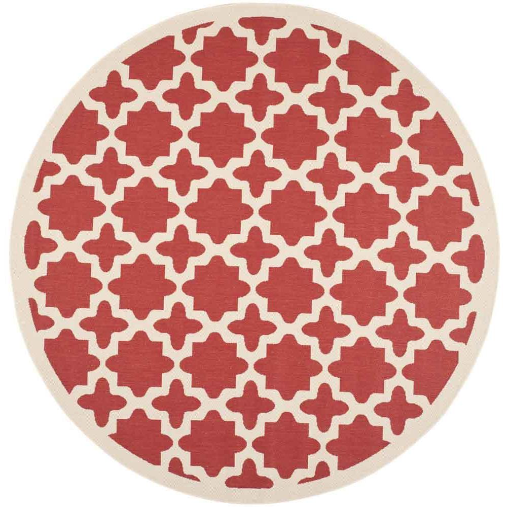 COURTYARD, RED / BONE, 7'-10" X 7'-10" Round, Area Rug, CY6913-248-8R