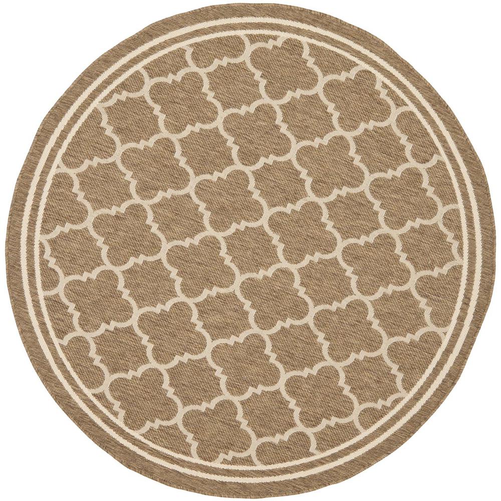 COURTYARD, BROWN / BONE, 4' X 4' Round, Area Rug