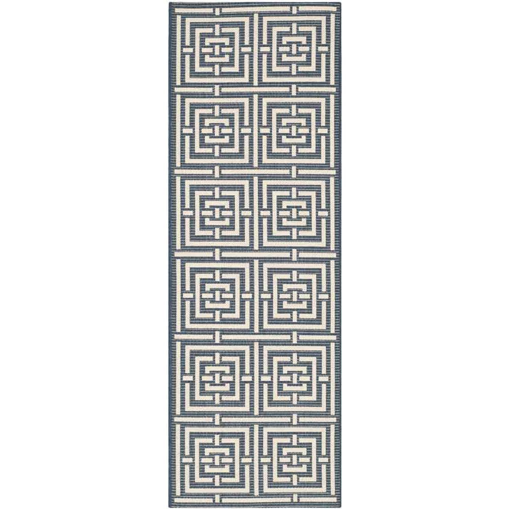 COURTYARD, NAVY / BEIGE, 2'-3" X 10', Area Rug, CY6937-268-210