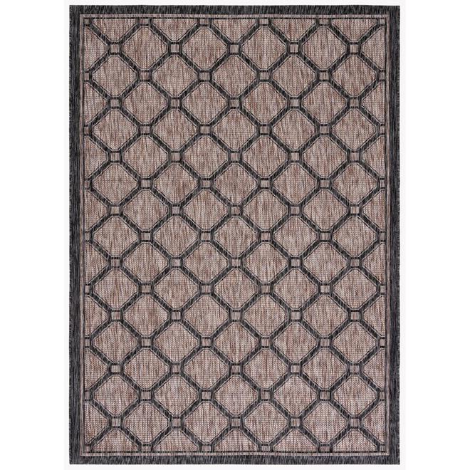 COURTYARD, NATURAL / BLACK, 5'-3" X 7'-7", Area Rug, CY8471-37312-5