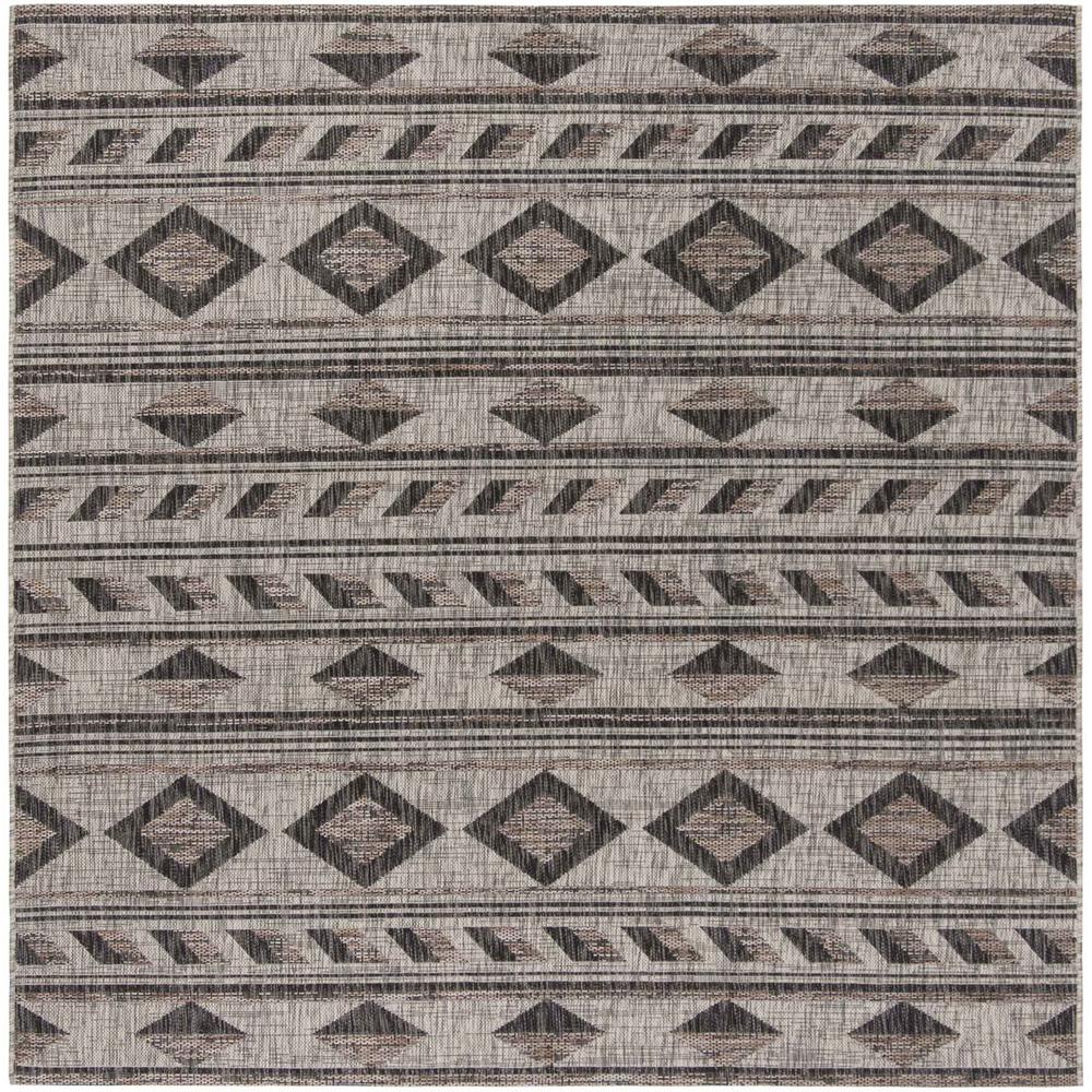 COURTYARD, GREY / BLACK, 6'-7" X 6'-7" Square, Area Rug, CY8529-37612-7SQ