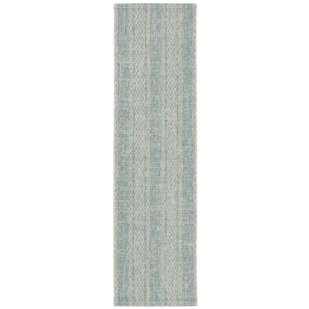 COURTYARD, LIGHT GREY / AQUA, 2'-3" X 8', Area Rug, CY8736-37112-28