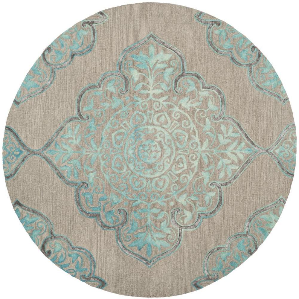 DIP DYE, GREY / TURQUOISE, 7' X 7' Round, Area Rug, DDY510C-7R