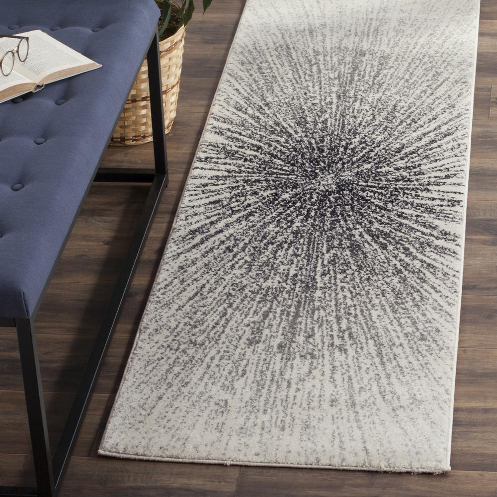 EVOKE, BLACK / IVORY, 2'-2" X 11', Area Rug