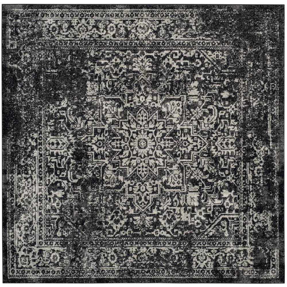 EVOKE, BLACK / GREY, 5'-1" X 5'-1" Square, Area Rug