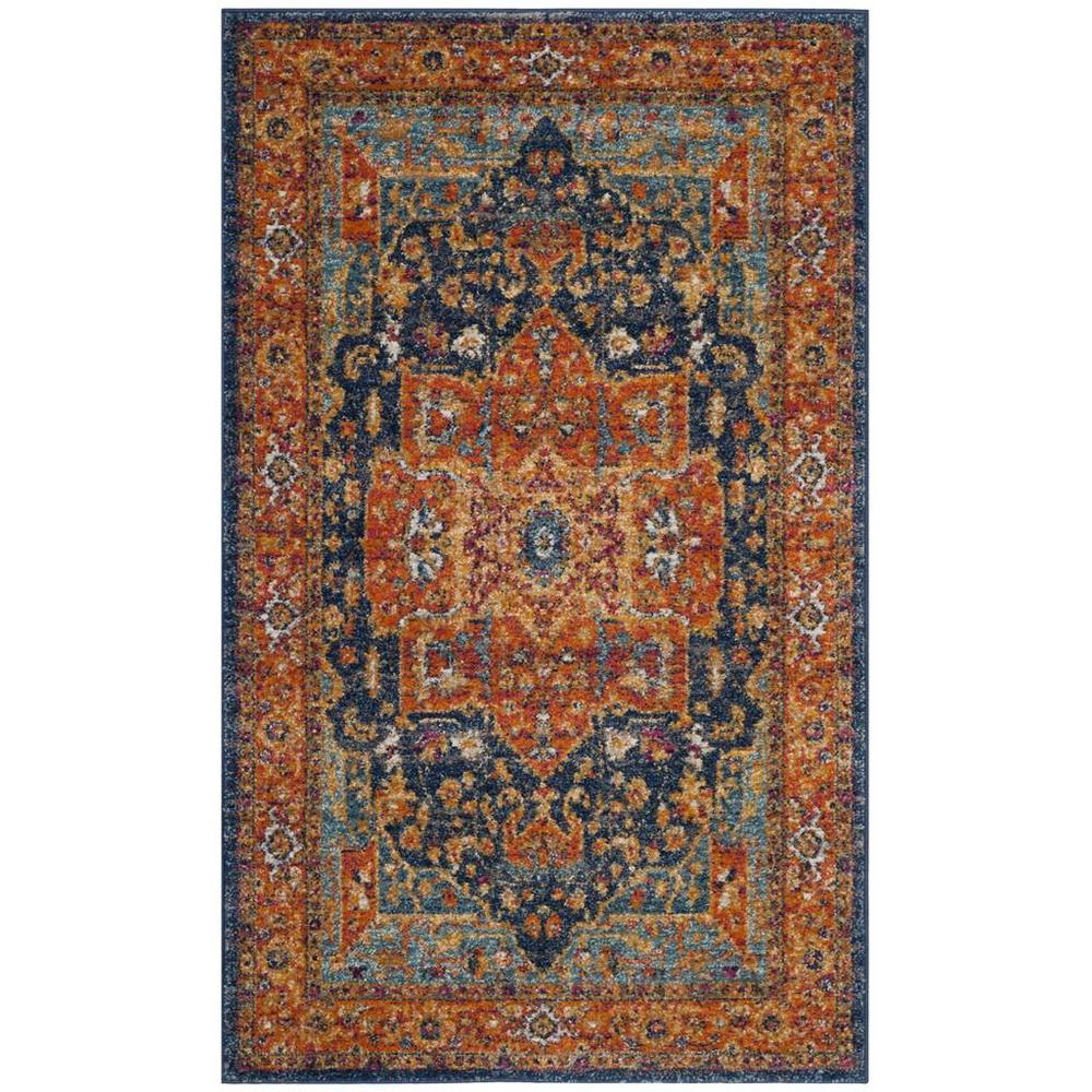 EVOKE, BLUE / ORANGE, 3' X 5', Area Rug, EVK275C-3