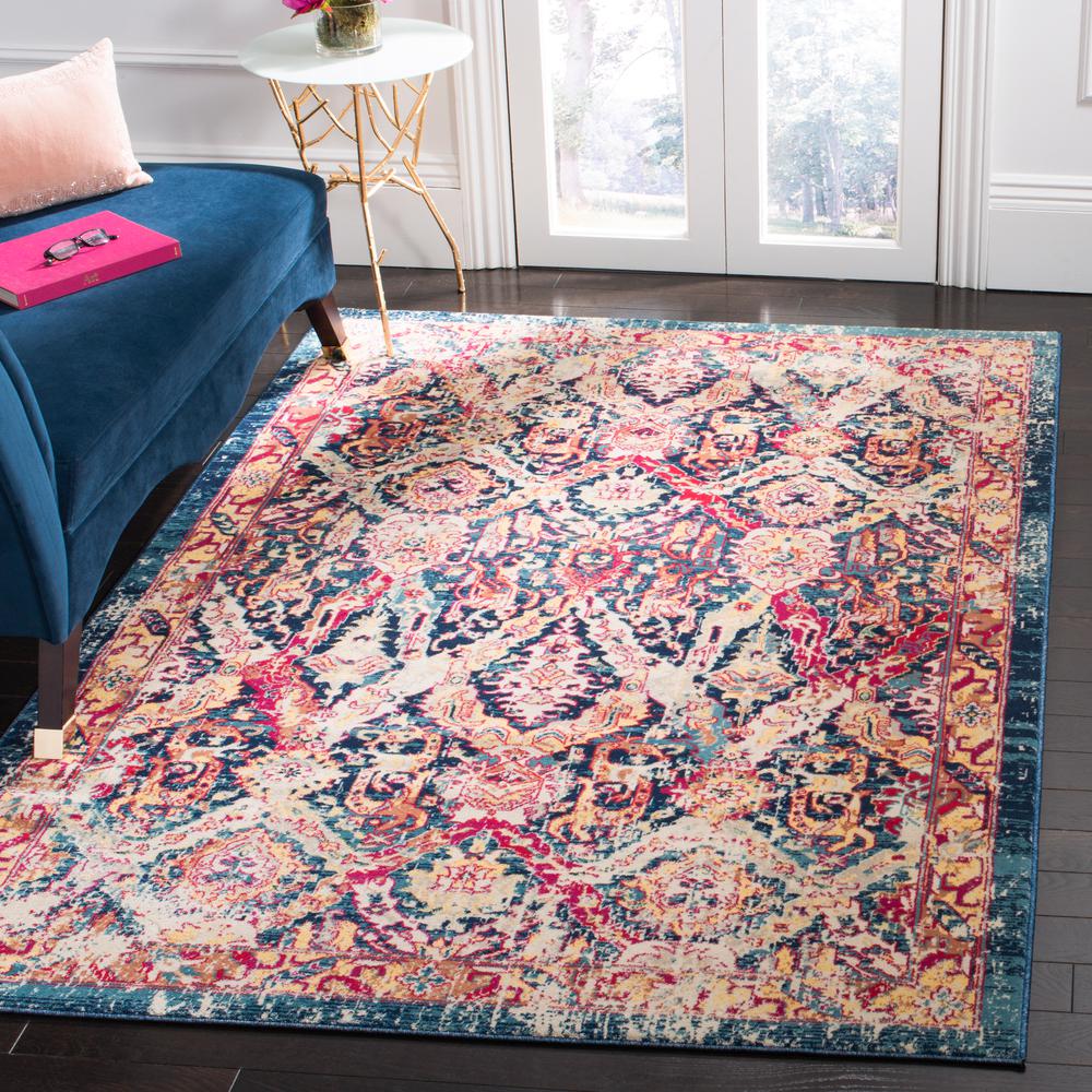 EVOKE, BLUE / FUCHSIA, 5'-1" X 7'-6", Area Rug, EVK523T-5