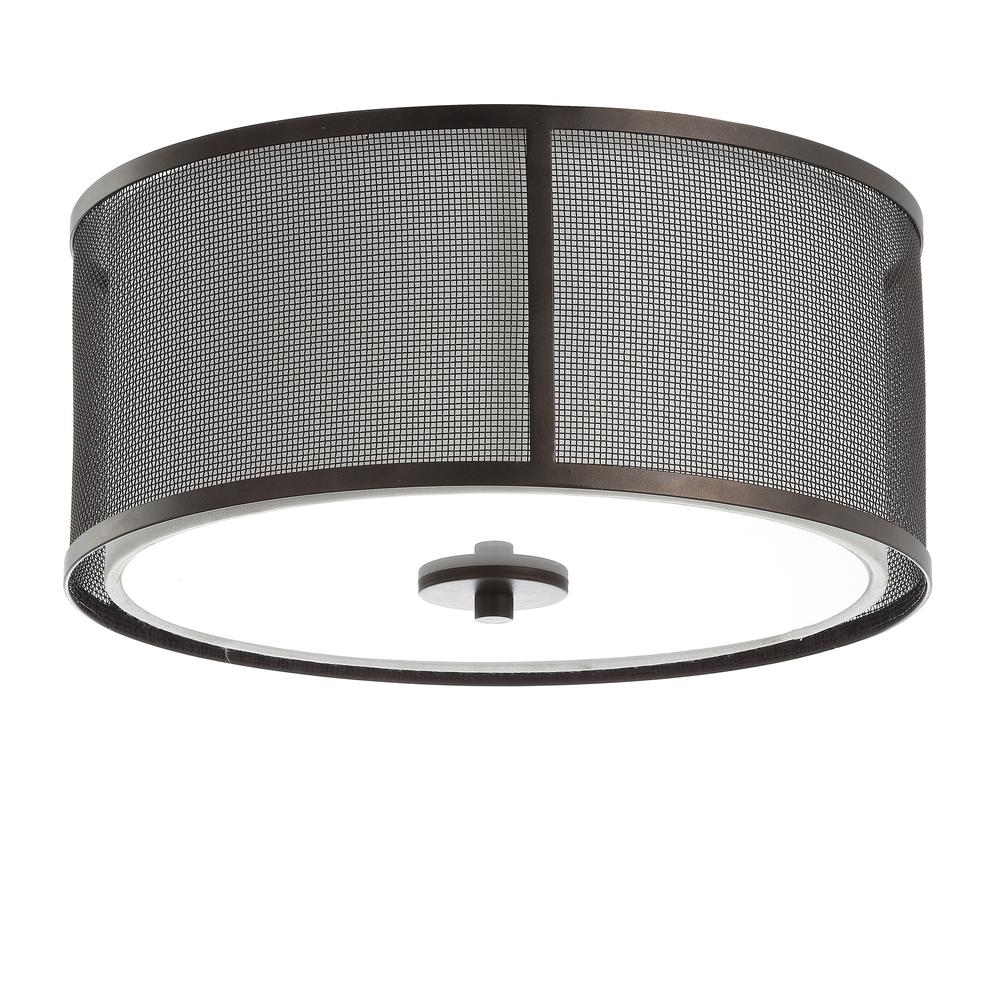 Layne Flush Mount, Dark Grey/White