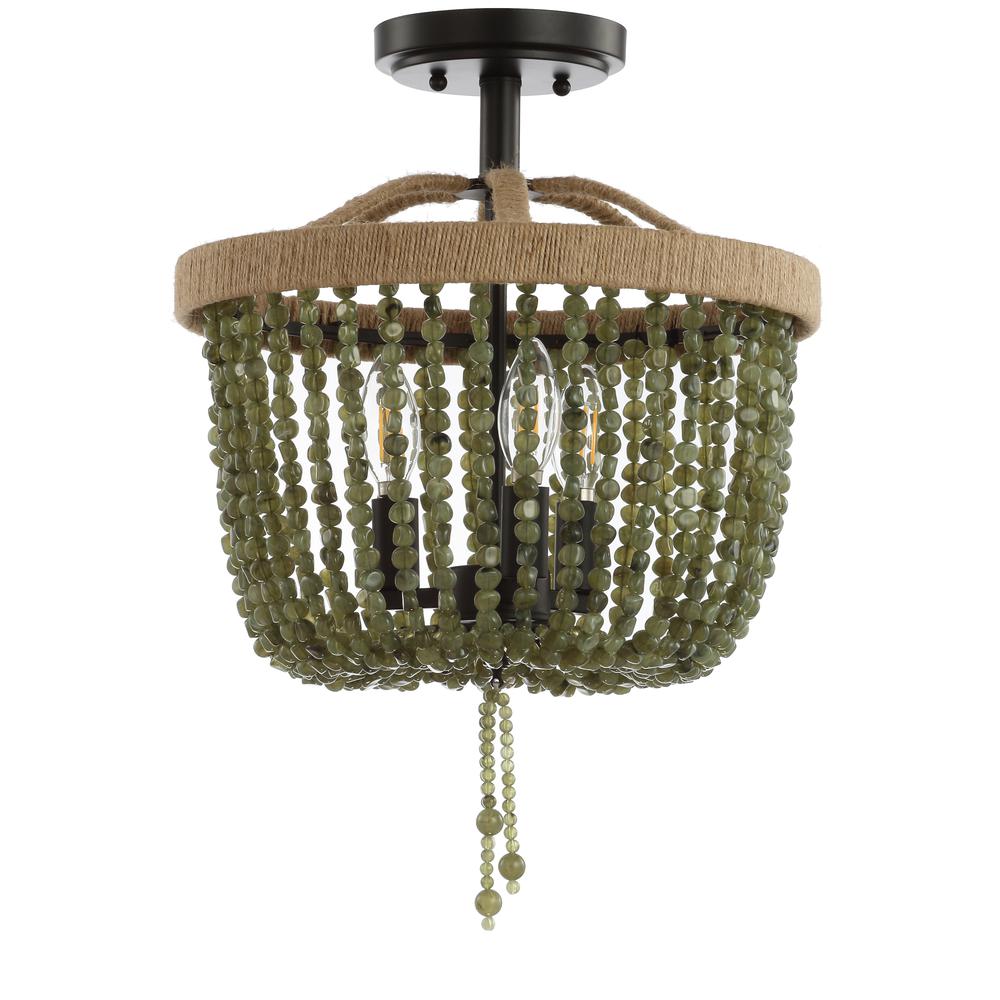 Davin Flush Mount, Green/Black