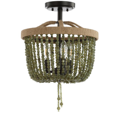Davin Flush Mount, Green/Black
