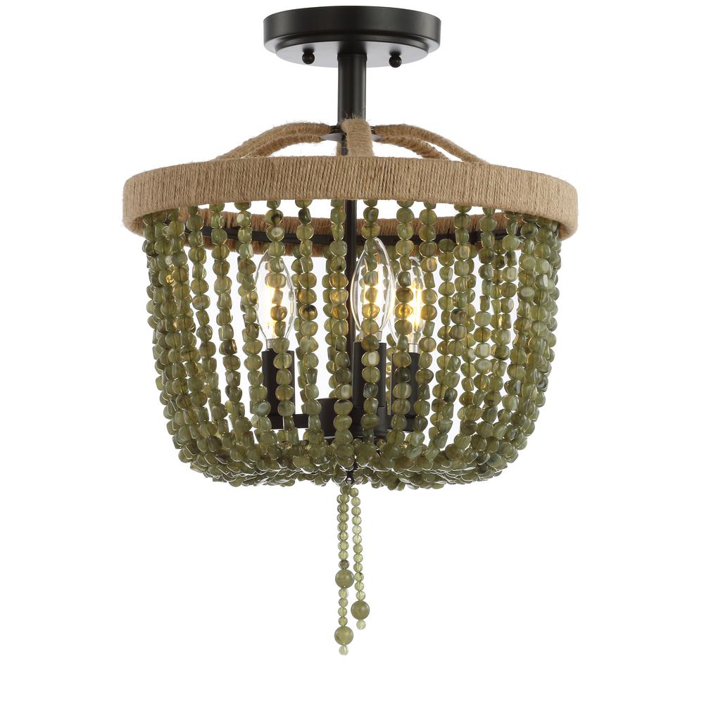 Davin Flush Mount, Green/Black