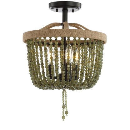 Davin Flush Mount, Green/Black
