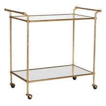 Gold Metal Bar Cart with Casters and Single Shelf for Stylish Entertainment