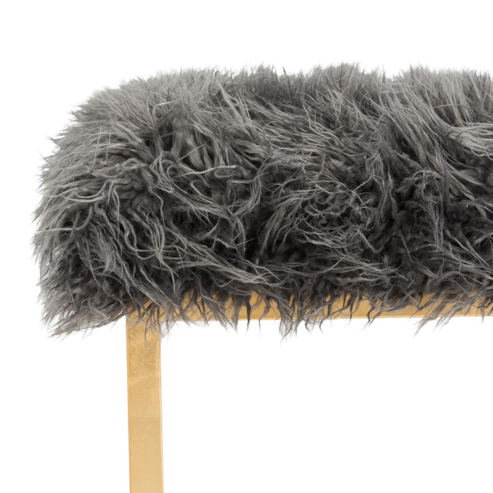 ROWAN CONTEMPORARY GLAM FAUX SHEEPKIN SQUARE OTTOMAN, FOX6288B