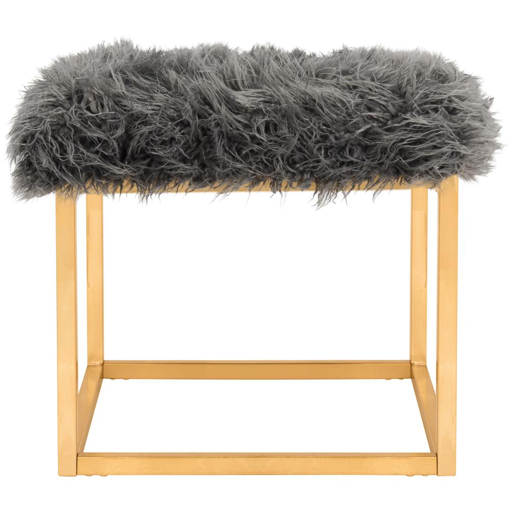 ROWAN CONTEMPORARY GLAM FAUX SHEEPKIN SQUARE OTTOMAN, FOX6288B