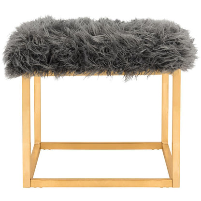 ROWAN CONTEMPORARY GLAM FAUX SHEEPKIN SQUARE OTTOMAN, FOX6288B