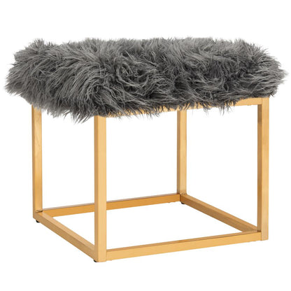 ROWAN CONTEMPORARY GLAM FAUX SHEEPKIN SQUARE OTTOMAN, FOX6288B