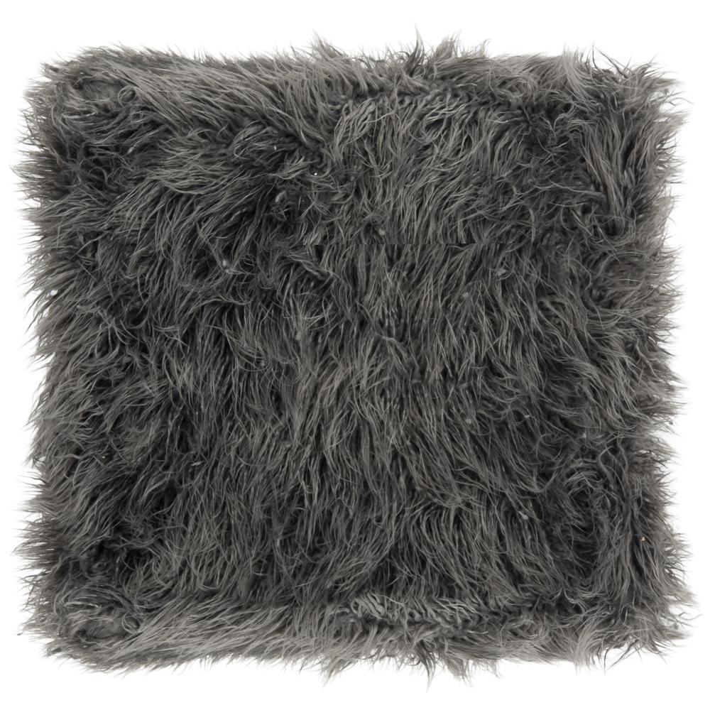 ROWAN CONTEMPORARY GLAM FAUX SHEEPKIN SQUARE OTTOMAN, FOX6288B