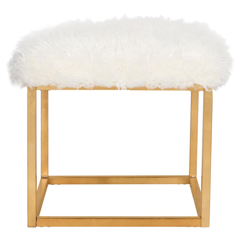 ROWAN CONTEMPORARY GLAM FAUX SHEEPKIN SQUARE OTTOMAN, FOX6288C