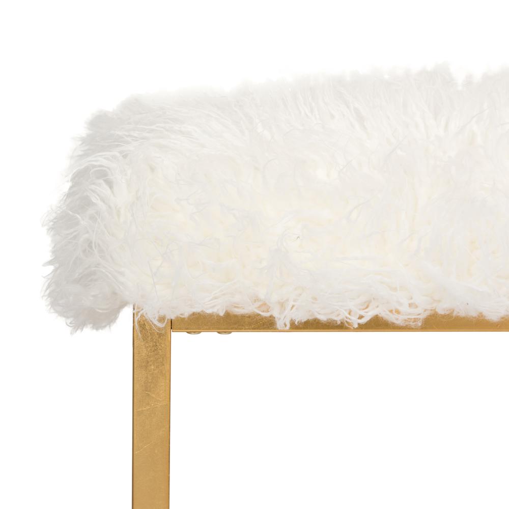 ROWAN CONTEMPORARY GLAM FAUX SHEEPKIN SQUARE OTTOMAN, FOX6288C