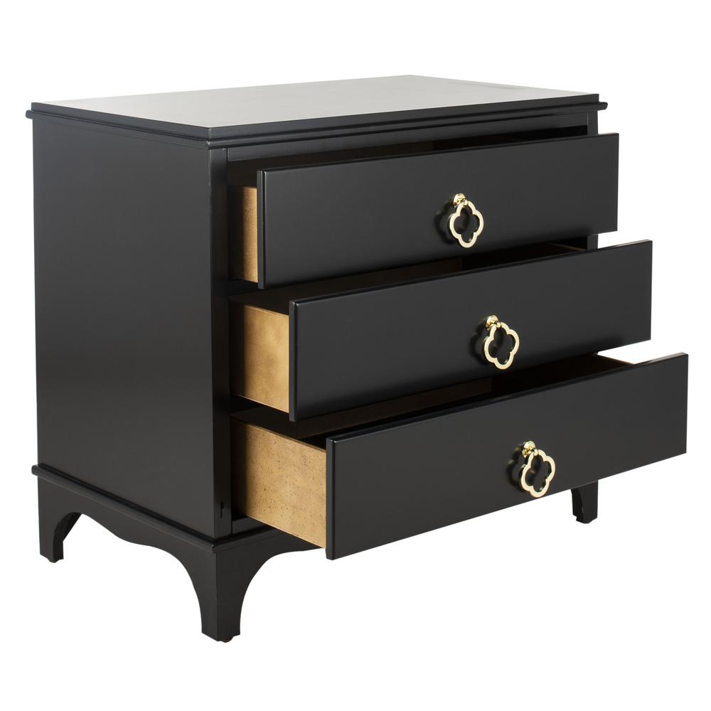 Hannon 3 Drawer Contemporary Nightstand, Black