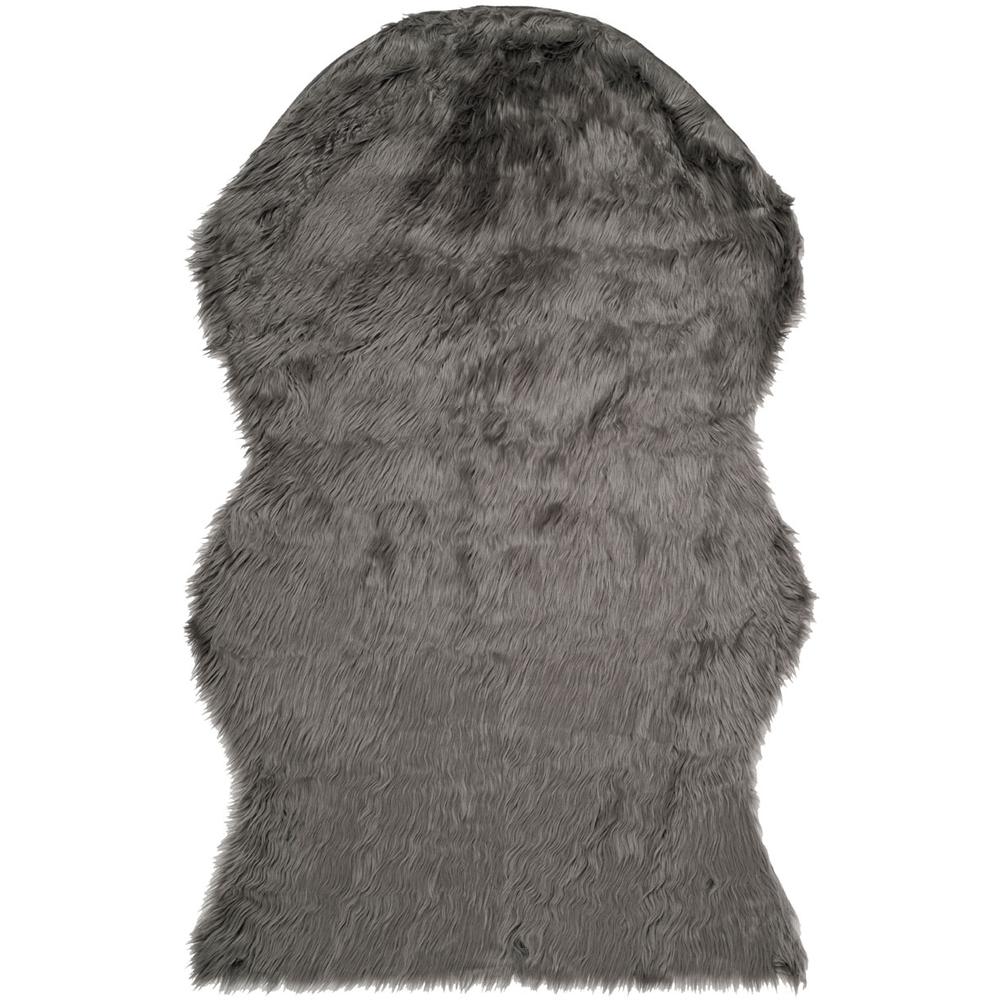 FAUX SHEEP SKIN, GREY, 3' X 5', Area Rug, FSS115D-3