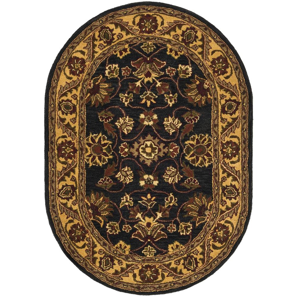 GOLDEN JAIPUR, BLACK / GOLD, 4'-6" X 6'-6" Oval, Area Rug