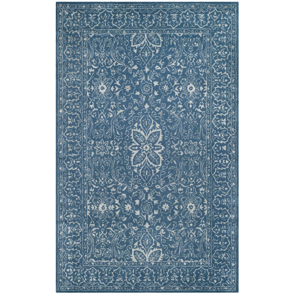GLAMOUR, GREY / BLUE, 5' X 8', Area Rug