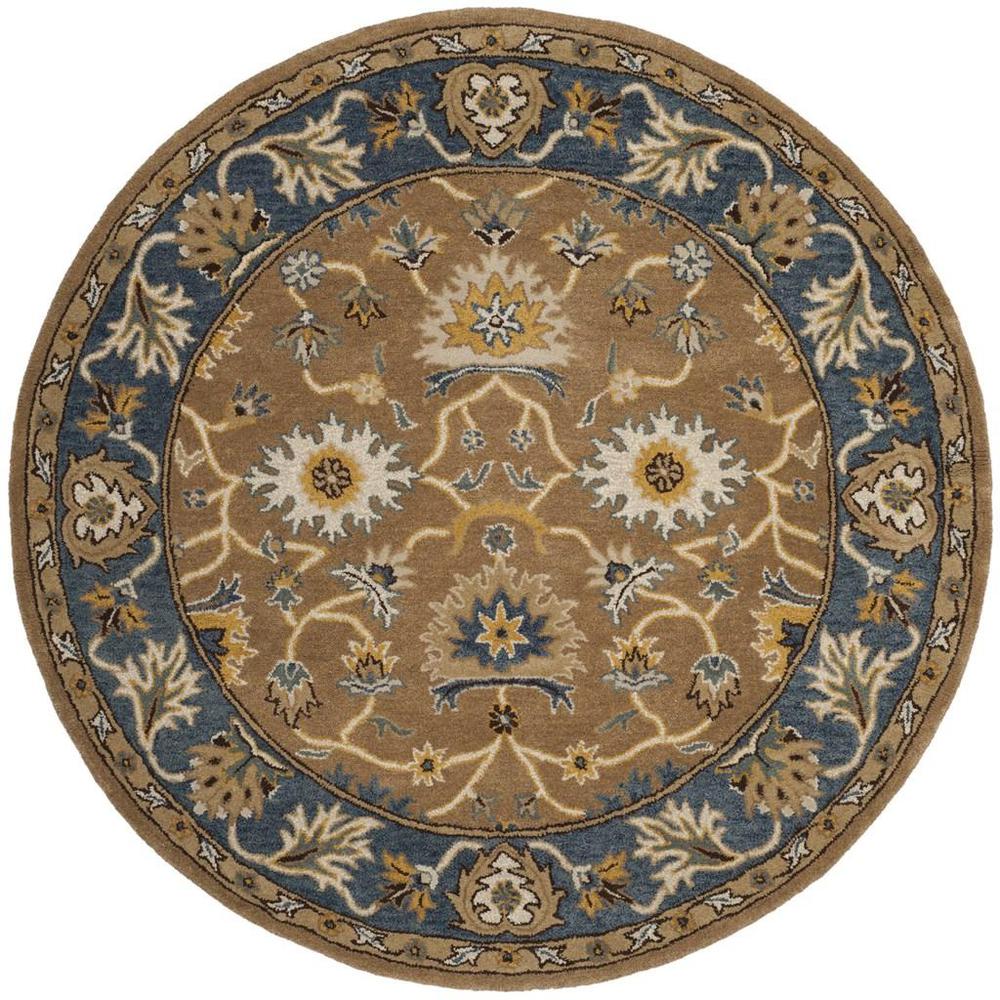 HERITAGE, CAMEL / BLUE, 6' X 6' Round, Area Rug, HG652A-6R