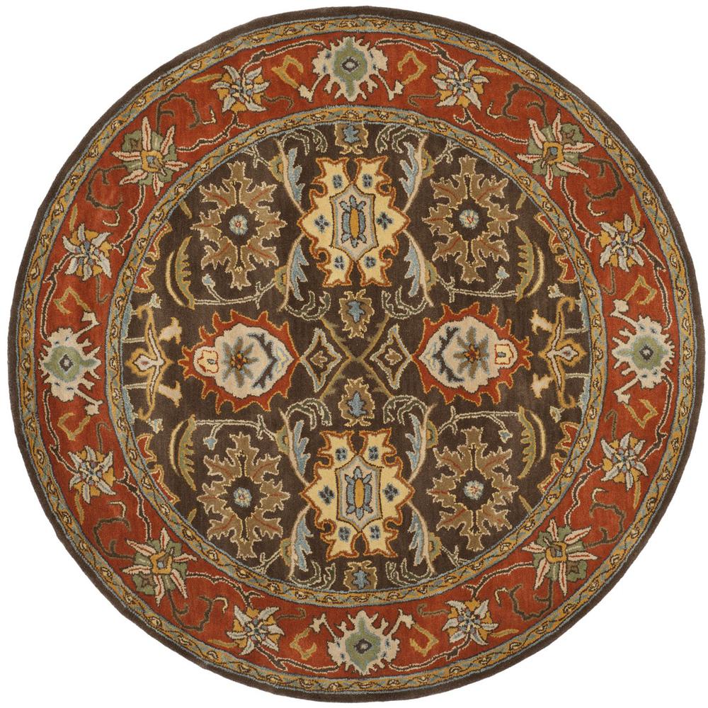 HERITAGE, CHOCOLATE / TANGERINE, 6' X 6' Round, Area Rug