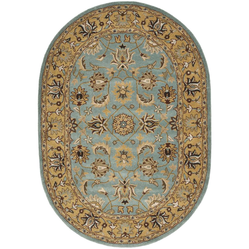 HERITAGE, BLUE / GOLD, 4'-6" X 6'-6" Oval, Area Rug