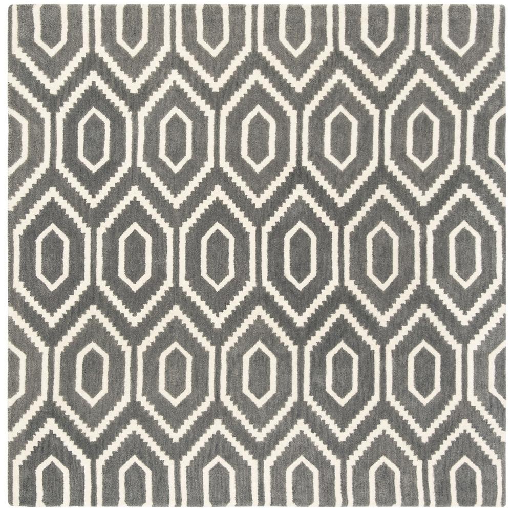 HIMALAYA, DARK GREY / IVORY, 6' X 6' Square, Area Rug, HIM902F-6SQ