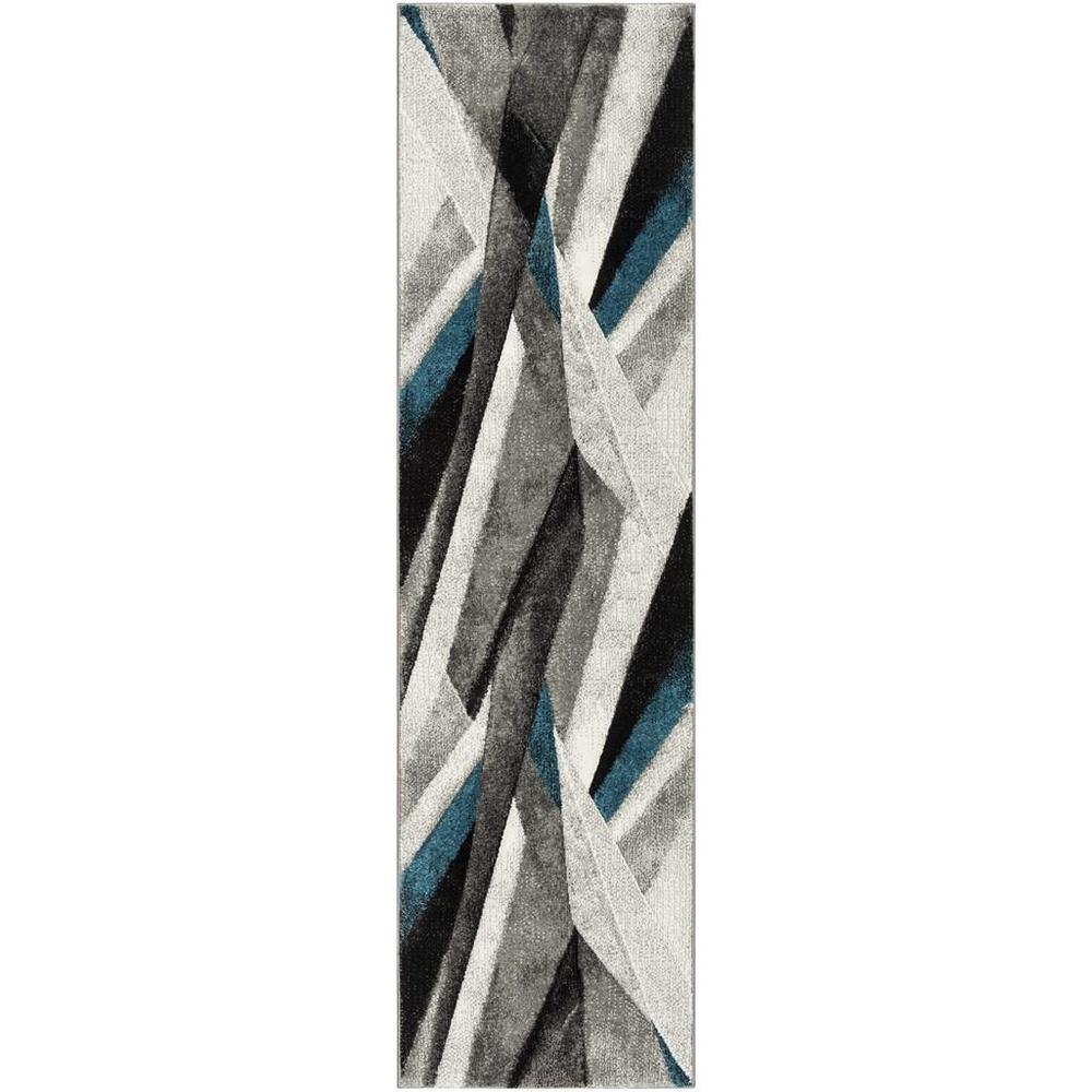 HOLLYWOOD, GREY / TEAL, 2'-3" X 10', Area Rug, HLW710D-210