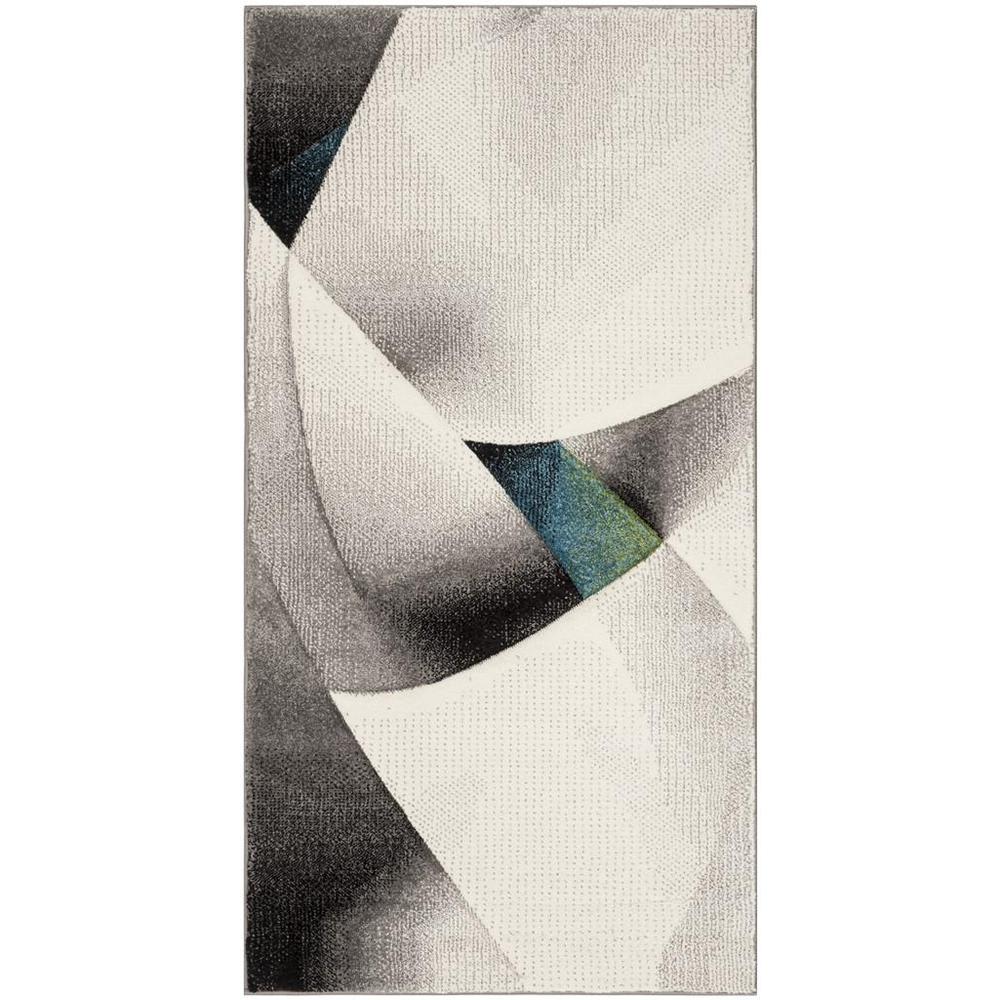 HOLLYWOOD, GREY / TEAL, 2'-7" X 5', Area Rug, HLW713D-3