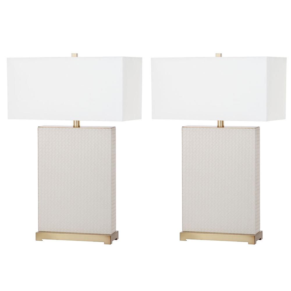 JOYCE 27.75-INCH H FAUX WOVEN LEATHER TABLE LAMP, LIT4402L-SET2
