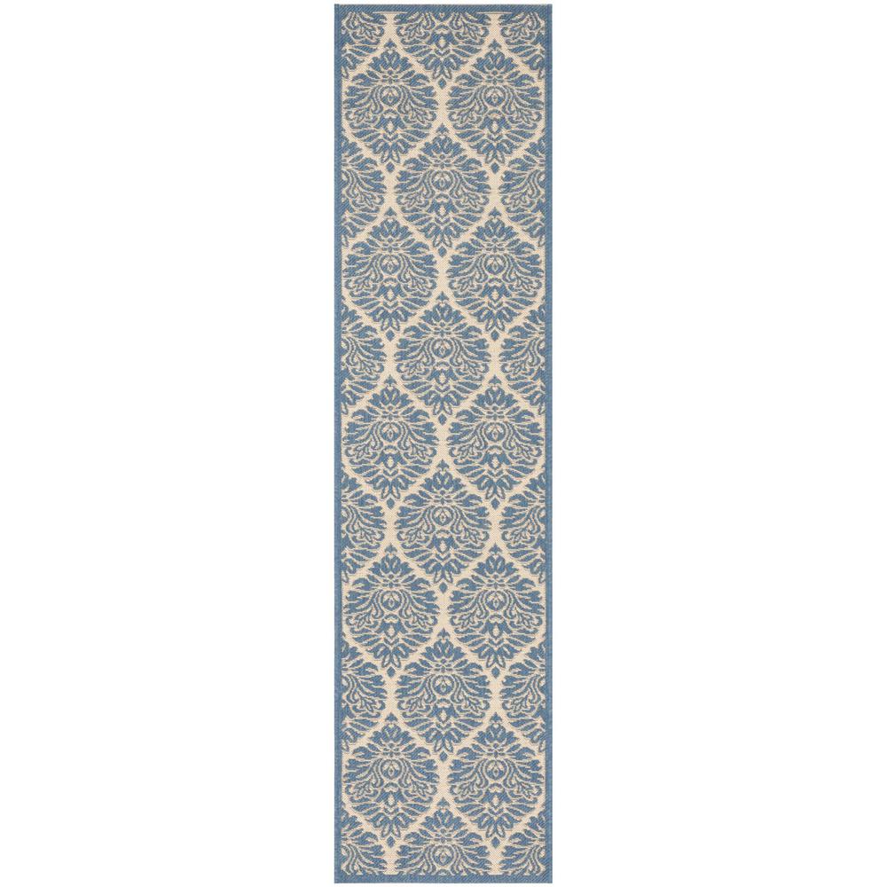 LINDEN 100, CREAM / BLUE, 2' X 8', Area Rug, LND135N-28