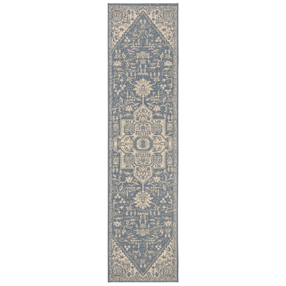 LINDEN 100, CREAM / BLUE, 2' X 8', Area Rug, LND138N-28