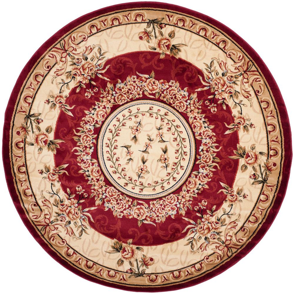 LYNDHURST, RED / IVORY, 8' X 8' Round, Area Rug, LNH328C-8R