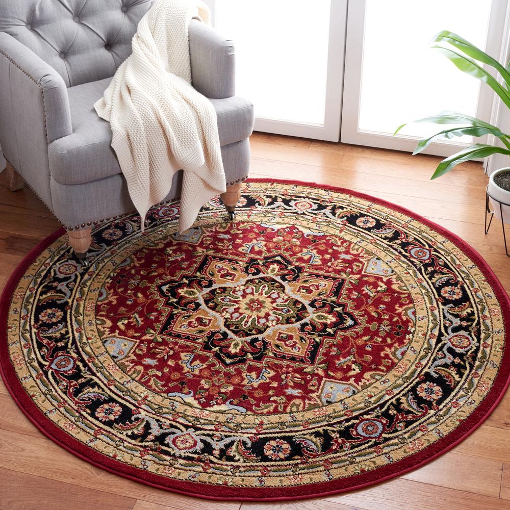 LYNDHURST, RED / BLACK, 5'-3" X 5'-3" Round, Area Rug, LNH330B-5R