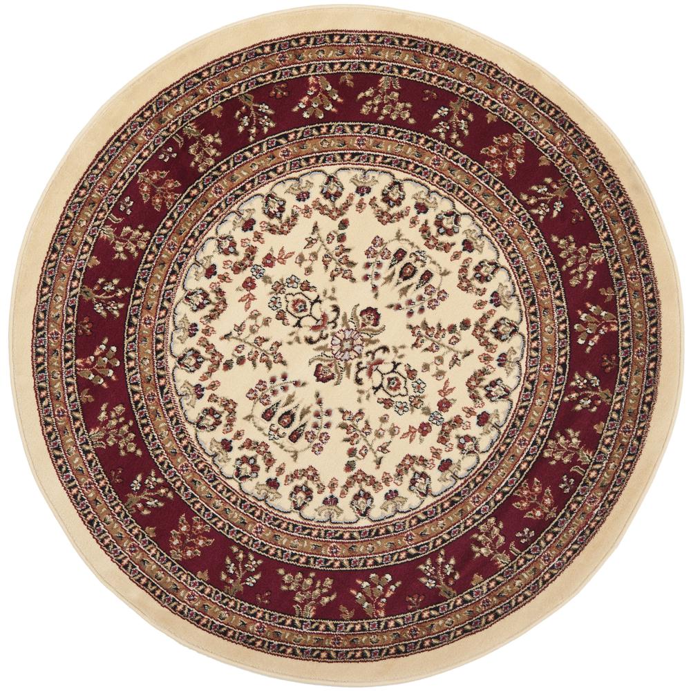 LYNDHURST, IVORY / RED, 5'-3" X 5'-3" Round, Area Rug, LNH331A-5R