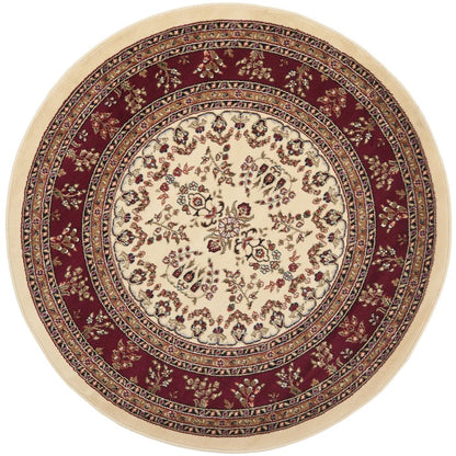 LYNDHURST, IVORY / RED, 5'-3" X 5'-3" Round, Area Rug, LNH331A-5R